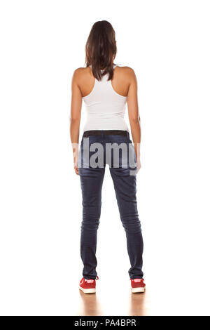 young woman in jeans from behind Stock Photo