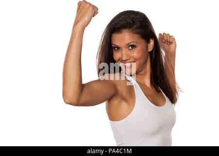 young beautiful woman showing her beautiful arms Stock Photo