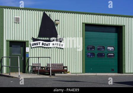 Unst Boat Haven, museum about Shetland's maritime history at Haroldswick, Unst, Shetland Islands, Scotland, UK Stock Photo