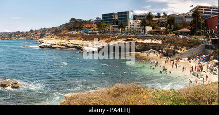 USA, California, La Jolla Cove, seals on rocks stock photo - OFFSET