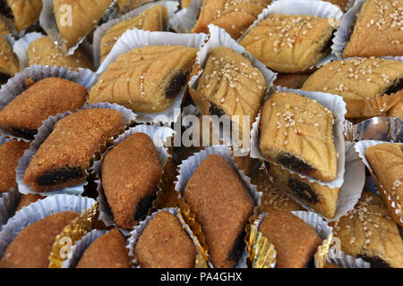 Makrout, North African semolina cookies filled with date paste Stock Photo