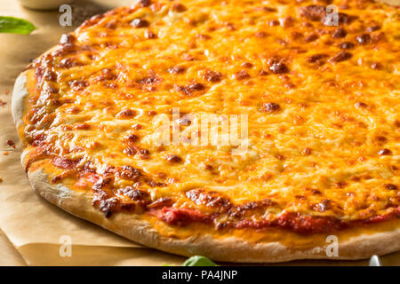 Homemade Greasy New York Cheese Pizza Ready to Eat Stock Photo