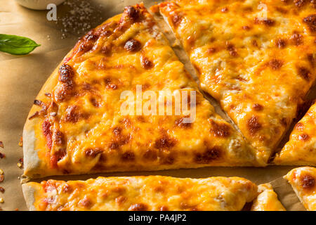 Homemade Greasy New York Cheese Pizza Ready to Eat Stock Photo