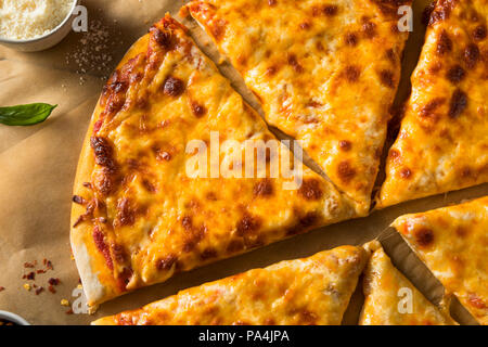 Homemade Greasy New York Cheese Pizza Ready to Eat Stock Photo