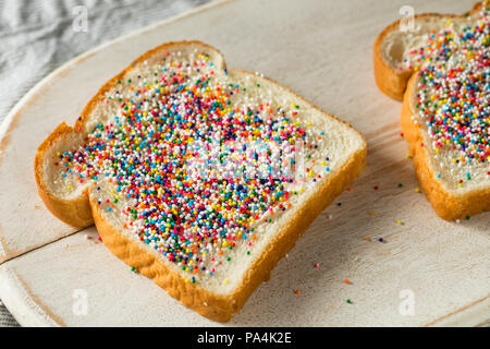 Homemade Australian Fairy Bread with Sprinkles and Butter Stock Photo