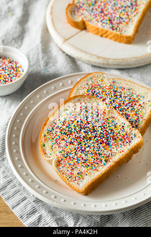 Homemade Australian Fairy Bread with Sprinkles and Butter Stock Photo