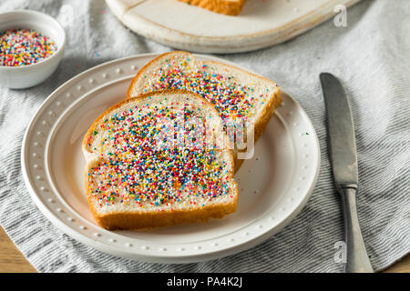 Homemade Australian Fairy Bread with Sprinkles and Butter Stock Photo