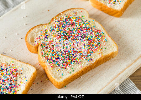 Homemade Australian Fairy Bread with Sprinkles and Butter Stock Photo