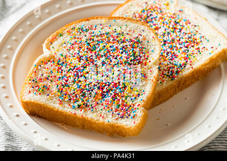 Homemade Australian Fairy Bread with Sprinkles and Butter Stock Photo