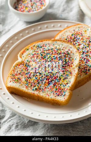 Homemade Australian Fairy Bread with Sprinkles and Butter Stock Photo