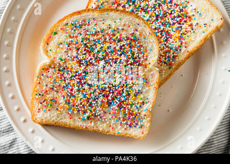 Homemade Australian Fairy Bread with Sprinkles and Butter Stock Photo