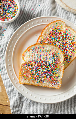 Homemade Australian Fairy Bread with Sprinkles and Butter Stock Photo