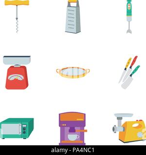 Kitchen set icons in flat style. Big collection of kitchen vector symbol stock Stock Vector