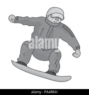 The athlete with the blue jacket and red pants on a snowboard.Snowboarder at the Olympics.Olympic sports single icon in monochrome style vector symbol Stock Vector