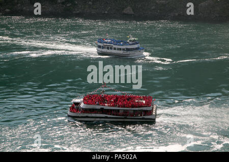 The Maid of The Mist VI & The Hornblower tourist boats at Niagara Falls, Ontario, Canada Stock Photo