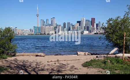 the Toronto city skyline viewed from across Lake Ontario, Canada Stock Photo