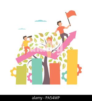 Growing business Illustration with diagram Vector illustration for business design and infographic Stock Vector
