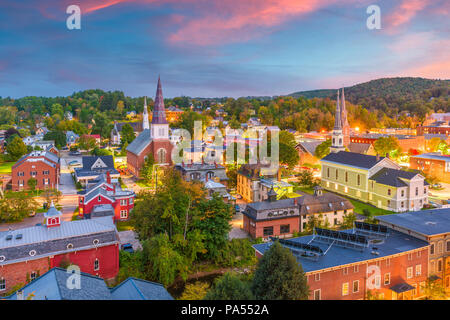 Montpelier, Vermont, USA town skyline at twilight. Stock Photo