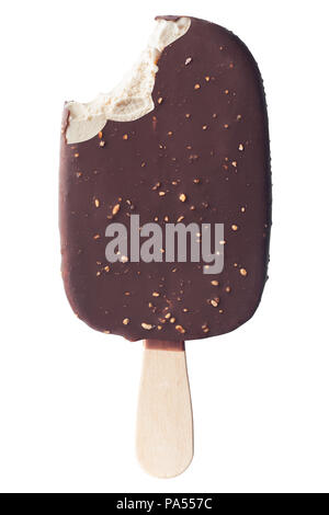 ice cream covered with chocolate, clipping path, isolated on whi Stock Photo