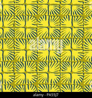 Vector seamless floral square tile yellow pattern Stock Vector