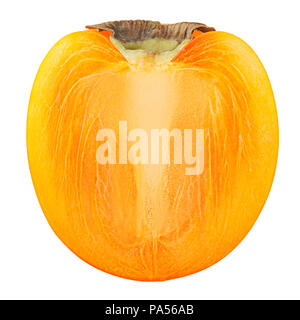 slice of ripe juicy persimmon, clipping path, isolated on white  Stock Photo