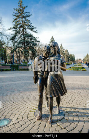 Krasnodar, Russia - April 06, 2018: monument Shurik and Lida in the center of Krasnodar. Alexander Boulevard Stock Photo