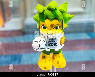July 7, 2018, Moscow, Russia Official mascot FIFA World Cup 2010 in South Africa  leopard Zakumi. Stock Photo