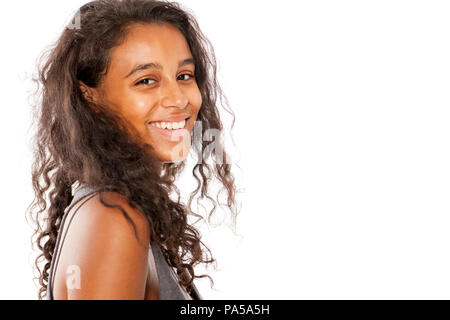 Portrait of a happy, beautiful young dark-skinned woman Stock Photo