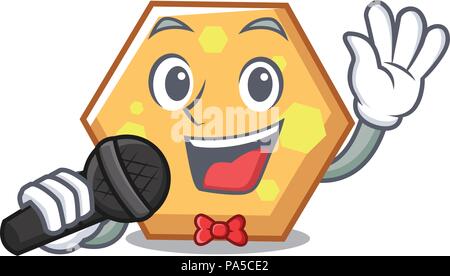 Singing hexagon mascot cartoon style vector illustration Stock Vector