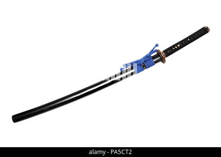 Japanese sword and scabbard on white background Stock Photo