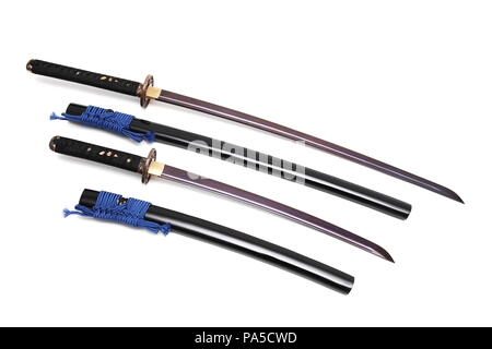 Japanese sword and scabbard on white background Stock Photo