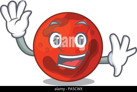 Waving mars planet character cartoon vector illustration Stock Vector