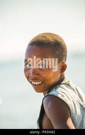 MADAGASCAR - JULY 3, 2011: Portrait of an unidentified girl in Madagascar, July 3, 2011. Children of Madagascar suffer of poverty due to the unstable  Stock Photo