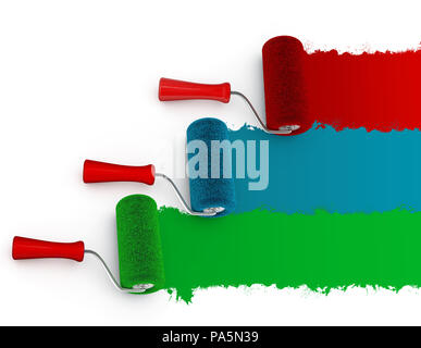 Wall redecoration with RGB paint roller Stock Photo