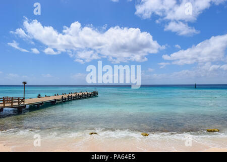 View of the ocean from a beach in Turks and Caicos. Stock Photo