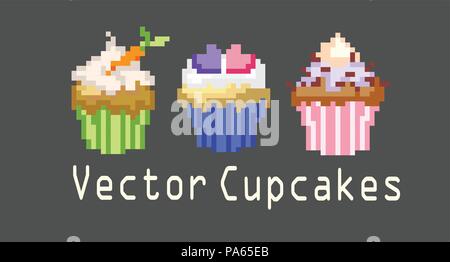 sets of cupcakes for decoration Stock Vector