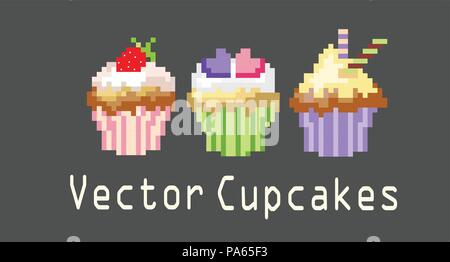 sets of cupcakes for decoration Stock Vector