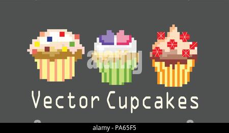 sets of cupcakes for decoration Stock Vector