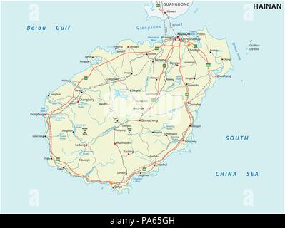 Hainan Rod and Vector Map, China Stock Vector
