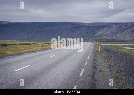 Road 427 near Lake Hlidarvatn on the edge of Reykjanesskagi - Southern Peninsula near Selvogur community in Southwest Iceland