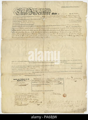 378 Deed of Isaac O'Donald (late a private in the 16th United States Infantry) to William H. Ashley, St. Louis, Missouri Territory, for 160 acres of Missouri military bounty land for $80, October 2, 1819 Stock Photo