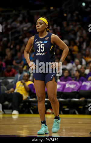 Indiana Fever guard Victoria Vivians #35 during the Indiana Fever vs Los Angeles Sparks game at Staples Center in Los Angeles, Ca on July 1, 2018. (Photo by Jevone Moore) Stock Photo
