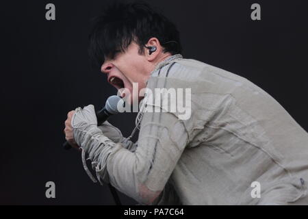 Jodrell Bank, Cheshire, UK. 21st July, 2018. Gary Numan performs live on the Lovell Stage at the Bluedot Festival 2018. Credit: Simon Newbury/Alamy Live News Stock Photo