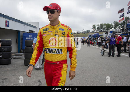 Loudon, New Hampshire, USA. 21st July, 2018. Joey Logano (22) gets ready to practice for the Foxwoods Resort Casino 301 at New Hampshire Motor Speedway in Loudon, New Hampshire. Credit: Stephen A. Arce/ASP/ZUMA Wire/Alamy Live News Stock Photo
