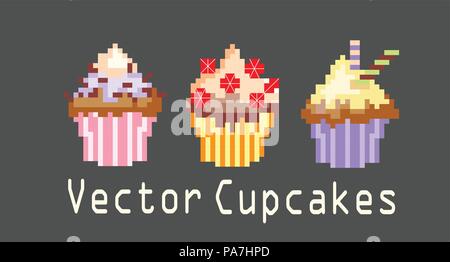 sets of cupcakes for decoration Stock Vector