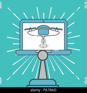 drone technology futuristic control tablet vector illustration Stock Vector