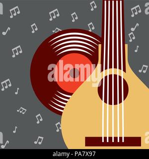 jazz festival banjo disk music  notes background vector illustration Stock Vector