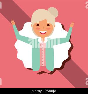 grandparents day label grandmother smiling hands up vector ilustration Stock Vector