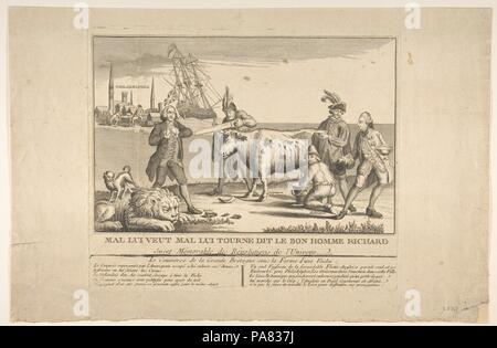 Mal Lui Veut Mal Lui Tourne Dit Le Bonne Homme Richard. Artist: Anonymous, French, 18th century. Dimensions: plate: 8 13/16 x 10 5/8 in. (22.4 x 27 cm)  sheet: 10 5/8 x 16 1/4 in. (27 x 41.2 cm). Date: ca. 1780. Museum: Metropolitan Museum of Art, New York, USA. Stock Photo