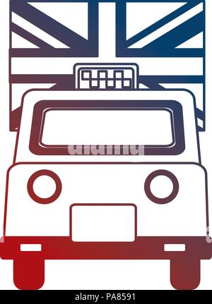 taxi cab transport england flag design vector illustration neon Stock Vector